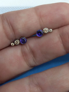 Labret titânio zircônia lilás e champanhe 8mm (Lado esquerdo) na internet