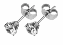 Brincos par titânio zircônia cristal. Pedra 5mm