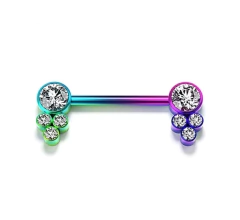 Piercing mamilo aço arco íris O PAR 16mm