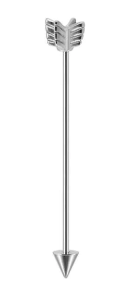 Barbell aço cirúrgico flecha. Rosca externa. 38mm.