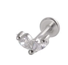 Labret aço cirúrgico, pedras zircônia. Haste 6mm