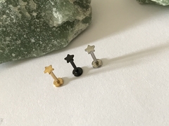 Labret estrela aço cirúrgico. PVD GOLD E BLACK. Rosca interna 8mm - loja online