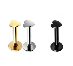 Labret aço cirúrgico PVD gold, black. Haste 8mm.