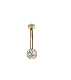 Bananabell titânio PVD gold, pedras zircônia. Haste 10mm.