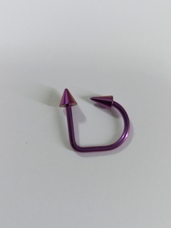 Piercing roxo Spike aço cirúrgico