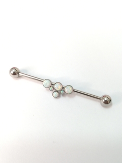 Barbell aço com pedras opala, 38mm.