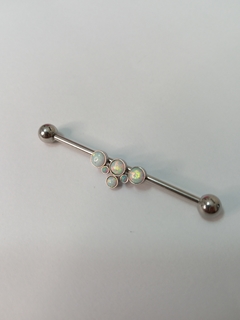 Barbell aço com pedras opala, 38mm. - loja online