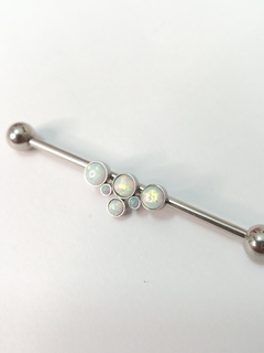 Barbell aço com pedras opala, 38mm. - atacadowwpiercings