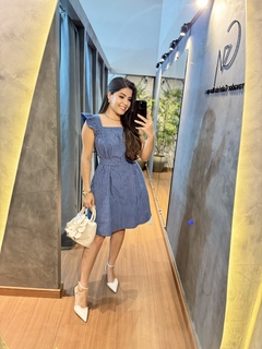 1767- Vestido curto azul listras na internet