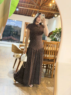 4290- VESTIDO KENIA POÁ - MARROM - Loja Gabriela Marques
