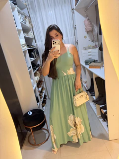 3857- Vestido Bella Donna- Verde Menta Floral - Loja Gabriela Marques