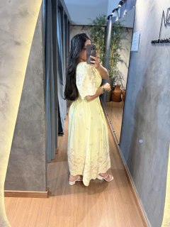 3234-Vestido Amoras decote Quadrado / Amarelo - Loja Gabriela Marques