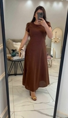 2323- Vestido Paula Botoes encapados - marrom
