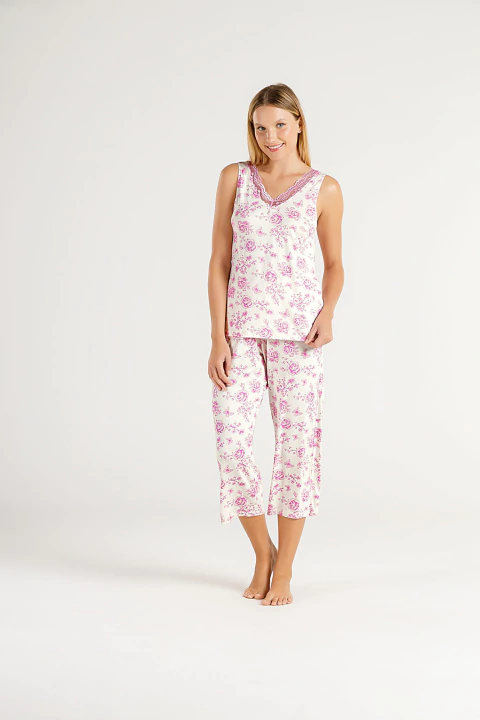 Pijama Feminino Regata Com Calça Midi - comprar online