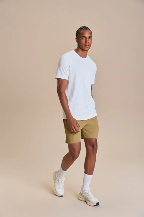 Camiseta masculina comfy Balance LIVE! azul vista de frente