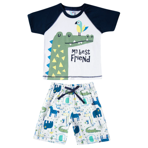 Pijama Curto Zoo Meia Malha Kids Tiptop