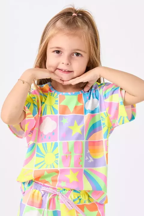 Pijama Curto Infantil - Neon Dreams