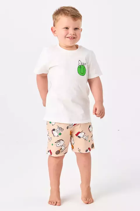 Pijama Curto Infantil Menino de Algodão - Snoopy Sports