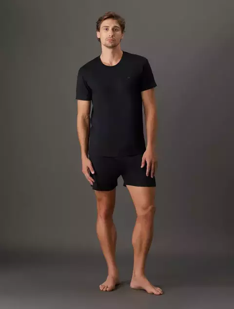 Pijama Masculino Manga Curta e Bermuda Modal Calvin Klein Underwear Preto - comprar online