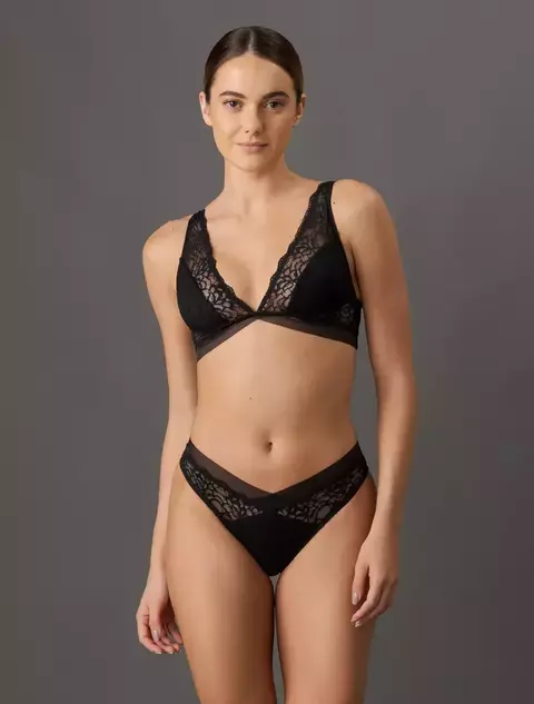 Calcinha Fio Dental Black Geo Calvin Klein Underwear Preto - comprar online