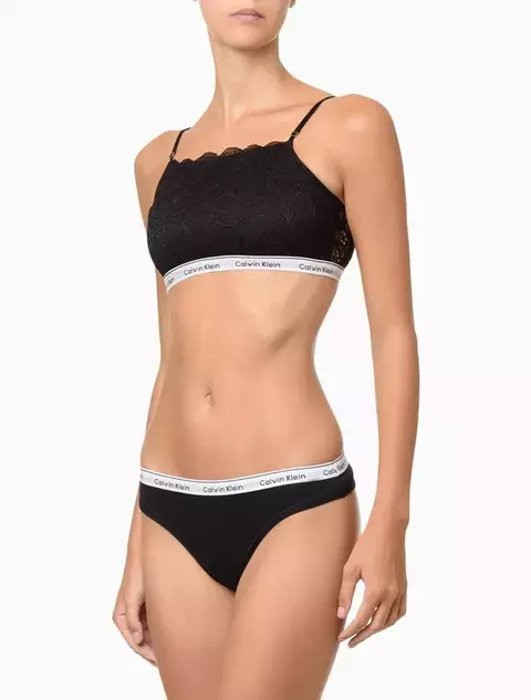 Kit 2 Calcinhas Fio Dental Mini Modern Cotton Calvin Klein Underwear Preto / Branco - comprar online