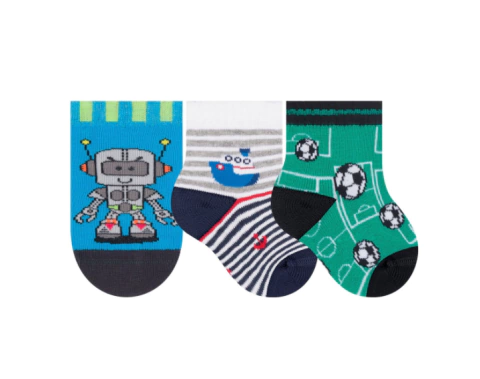 Kit 3 pares de meias recém nascido - blister meninos