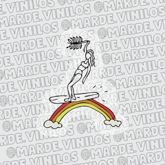 Sticker Glitter Surfeando en Arcoiris
