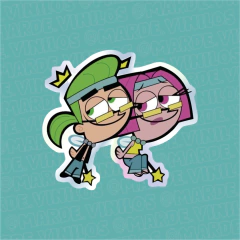 Sticker Tornasolado "Cosmo y Wanda"