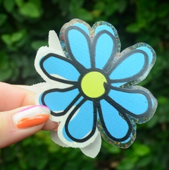 Sticker Holográfico Transparente Flor Azul - comprar online