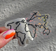 Sticker Glitter Transparente Planisferio en internet