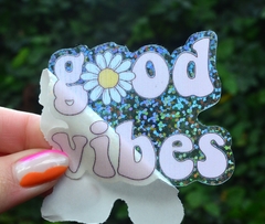 Sticker Glitter Transparente "Good Vibes" - comprar online