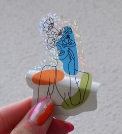 Sticker Glitter Transparente Chica de lineas - comprar online