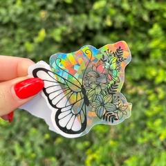 Sticker Holográfico Transparente Mariposa