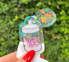 Sticker Holográfico Transparente Positive Vibes