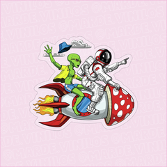 Sticker Transparente Marciano y Astronauta