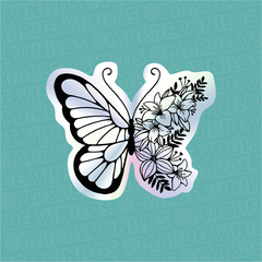 Sticker Tornasolado "Mariposa Flores"