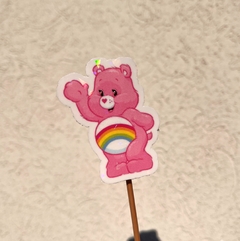 Sticker Blanco Holográfico Osito Rosa