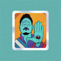 Sticker Tornasolado "Ricky Fort - Basta Chicos"