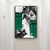 Quadro Decorativo Abstrato Verde Branco e Preto