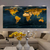 Quadro Mapa Dourado e Azul