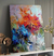 Quadro Pintura Flor Laranja e Azul - loja online