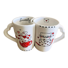 Imagen de SET TAZAS GATITOS ENAMORADOS