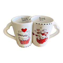 SET TAZAS GATITOS ENAMORADOS - comprar online