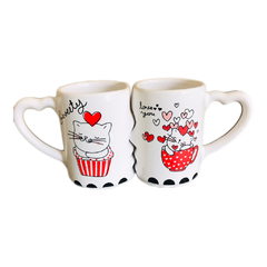 SET TAZAS GATITOS ENAMORADOS