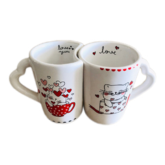 SET TAZAS GATITOS ENAMORADOS