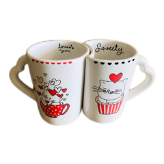 SET TAZAS GATITOS ENAMORADOS - PANDA DECO