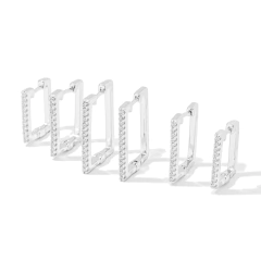 Brinco Trio Quadrado Com Zirconias Ródio on internet