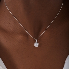 COLAR QUADRADO ZIRCONIA PRATA 925