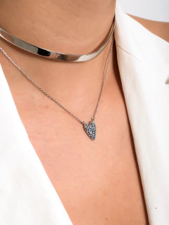 COLAR CORAÇÃO ESTICADINHO ZIRCONIA SAFIRA - buy online