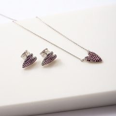 CONJUNTO CORAÇÃO ESTICADINHO ZIRCONIA RUBI - online store